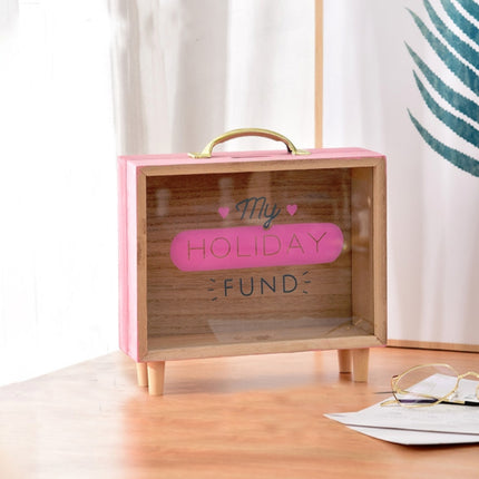 Wooden Piggy Bank Large Capacity Children Savings Box Creative Desktop Accessories(Pink)-garmade.com