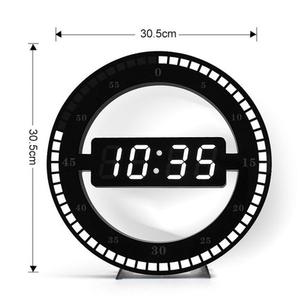 12 Inch Simple LED Ring Round Clock Mute Digital Electronic Clock, Colour: EU Plug-garmade.com