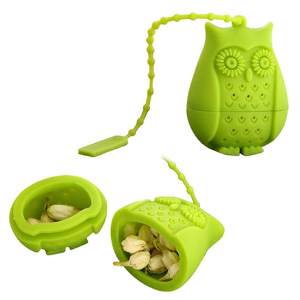 2PCS Creative Cute Owl Tea Strainer Tea Bags Food Grade Silicone Tea Infuser Filter(Green)-garmade.com