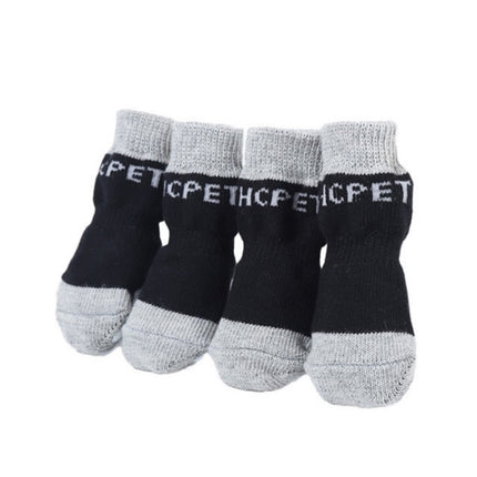 2 Sets HCPET M1911 Dog Indoor Car Cotton Socks Pet Anti-Scratch Socks, Size: S(Dark Grey)-garmade.com
