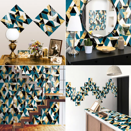 2 Sets Geometric Pattern Staircase Wall Tile Sticker Kitchen Stove Water And Oil Proof Stickers, Specification: S: 10x10cm(HT-020 Geometric Silver)-garmade.com