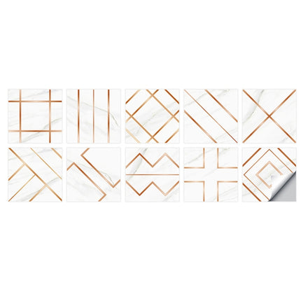 2 Sets Geometric Pattern Staircase Wall Tile Sticker Kitchen Stove Water And Oil Proof Stickers, Specification: L: 20x20cm(HT-011 Copper)-garmade.com