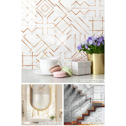 2 Sets Geometric Pattern Staircase Wall Tile Sticker Kitchen Stove Water And Oil Proof Stickers, Specification: L: 20x20cm(HT-011 Copper)-garmade.com