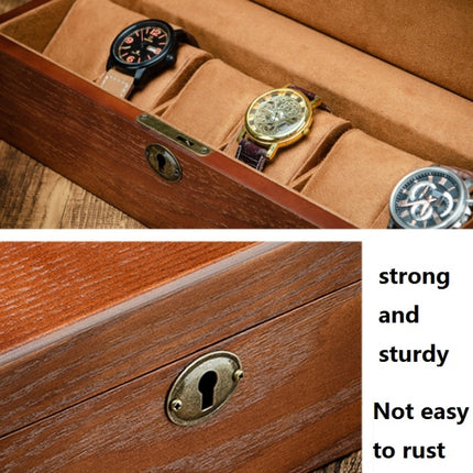 6 Slots Willow Watch Storage Box Jewelry Collection Display Box With Lock(Rectangle)-garmade.com