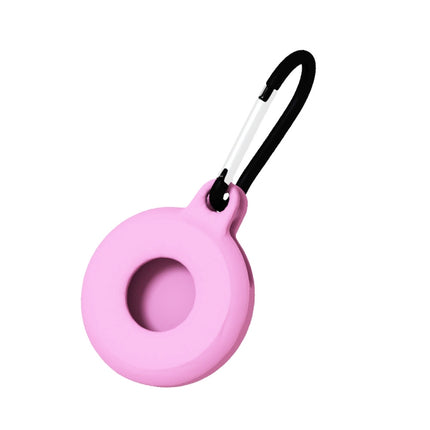 4 PCS Round Shape Shockproof Anti-scratch Silicone Protective Case with Carabiner for AirTag(Pink)-garmade.com