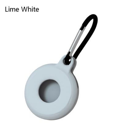 4 PCS Round Shape Shockproof Anti-scratch Silicone Protective Case with Carabiner for AirTag(Lime White)-garmade.com