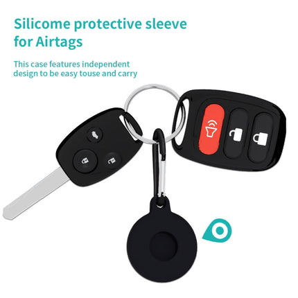 4 PCS Round Shape Shockproof Anti-scratch Silicone Protective Case with Carabiner for AirTag(Transparent)-garmade.com