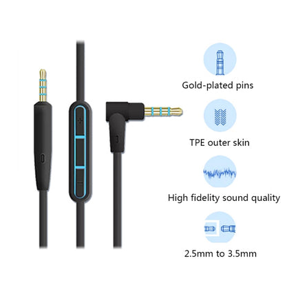 3 PCS 3.5mm to 2.5mm Audio Cable with Mic For Bose QC25/QC35/OE2, Length: 1.4m(Blue)-garmade.com