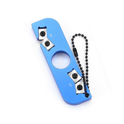 Portable Sharpening Tool Outdoor Ring Double-Head Sharpener Lightweight Mini With Chain Ring(Blue)-garmade.com
