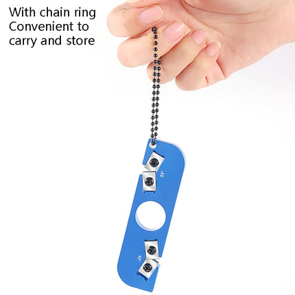 Portable Sharpening Tool Outdoor Ring Double-Head Sharpener Lightweight Mini With Chain Ring(Blue)-garmade.com