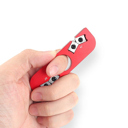 Portable Sharpening Tool Outdoor Ring Double-Head Sharpener Lightweight Mini With Chain Ring(Red)-garmade.com