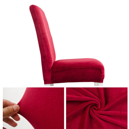 Simple Soft High Elastic Thickening Velvet Semi-Interior Chair Cover Hotel Chair Cover(Dark Green)-garmade.com