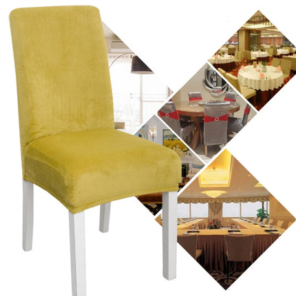 Simple Soft High Elastic Thickening Velvet Semi-Interior Chair Cover Hotel Chair Cover(Camel)-garmade.com