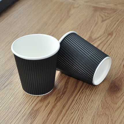 100 PCS 7oz Black Thickened kraft Paper Corrugated Coffee Cup-garmade.com