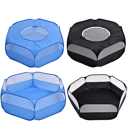 Folded Small Pet Fence Outdoor Workout Game Crawling Small Animal Tent, Specification： With Cover and Side Cloth (Black)-garmade.com
