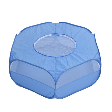 Folded Small Pet Fence Outdoor Workout Game Crawling Small Animal Tent, Specification： With Cover and Side Cloth (Blue)-garmade.com