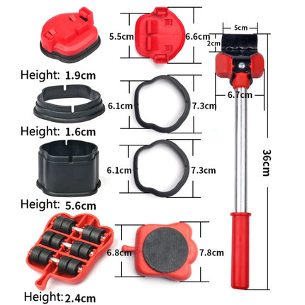 13 PCS / Set Mover Adjustable Height Moving Tool Set With Pry Type Heavy Furniture Moving Roller-garmade.com
