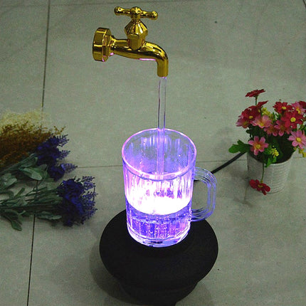 Magic Colorful Water Cup Light Imitation Flowing Water Hanging Decorative Ornaments, EU Plug(Faucet)-garmade.com