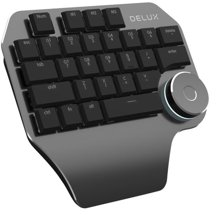 DELUX T11 29 Keys Single-Hand Keyboard Shortcut Key Speech Tool Flat Keyboard, Colour: Dark Grey-garmade.com