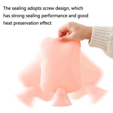 2 PCS Hot Compress Stomach Plush Water Injection Hot Water Bottle Flannel Cover Cartoon Hand Warmer(Pink)-garmade.com