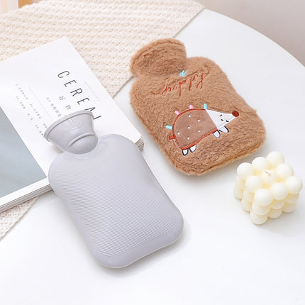 2 PCS Hot Compress Stomach Plush Water Injection Hot Water Bottle Flannel Cover Cartoon Hand Warmer(Pink)-garmade.com