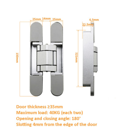 Three-Dimensional Adjustable Cross Hinge Folding Door Concealed Hinge, Specification: No. 1 Sand Silver 40kg-garmade.com