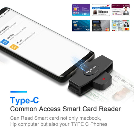 Rocketek CSCR3 Smart CAC Card Reader Type-c Bank Tax Declaration SIM Card/IC Card ID Card Reader(Black)-garmade.com