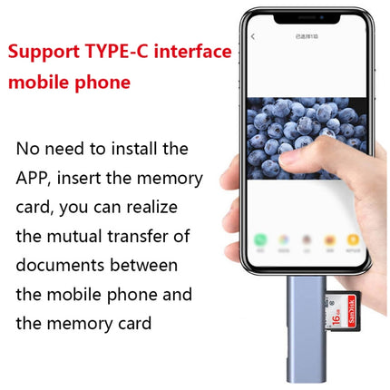 TYPE-C Multifunctional Phone Card Reader(Dark Gray)-garmade.com