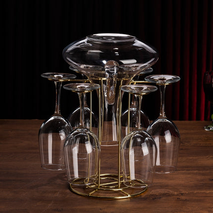 Wrought Iron Red Wine Glass Holder Decanter Stand Goblet Holder(Imitation Golden Semi-mug)-garmade.com