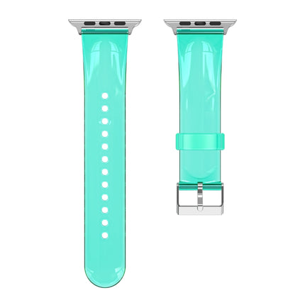 TPU Fuel Injection Watch Band For Apple Watch Series 7 45mm /6&SE&5&4 44mm /3&2&1 42mm(Transparent Green)-garmade.com