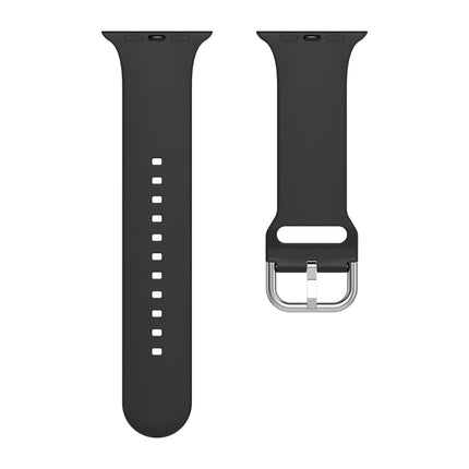 Silicone Solid Color Watch Band For Apple Watch Series 6&SE&5&4 44mm(Black)-garmade.com