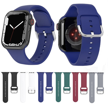 Silicone Solid Color Watch Band For Apple Watch Series 7 41mm(Navy Blue)-garmade.com