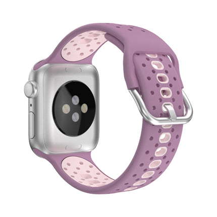 Silicone Porous Watch Bands For Apple Watch Series 4&5&6, Specification: 40mm (Purple+Pink)-garmade.com
