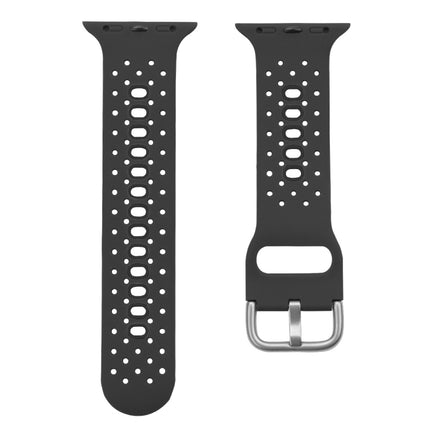 Silicone Porous Watch Bands For Apple Watch Series 4&5&6, Specification: 40mm (Carbon Gray Black)-garmade.com