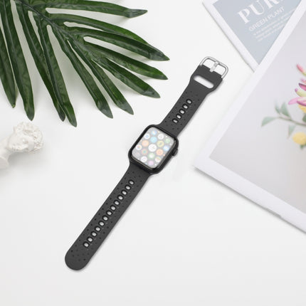Silicone Porous Watch Bands For Apple Watch Series 4&5&6, Specification: 40mm (Carbon Gray Black)-garmade.com