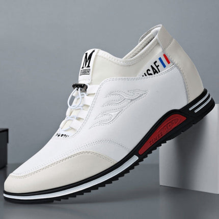 Men Spring Shoes Inner Height Increase Casual Sneakers, Size: 39(White 8cm)-garmade.com