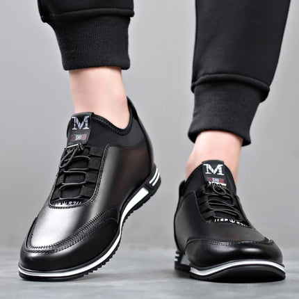 Men Spring Shoes Inner Height Increase Casual Sneakers, Size: 42(Black 6cm)-garmade.com