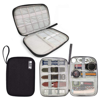 Travel Portable Strap Data Cable Storage Bag(Black)-garmade.com
