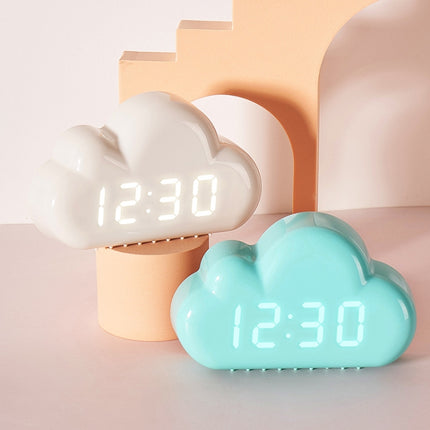 1966 Cute Cloud Shape Voice-activated LED Bedside Alarm Clock(Blue)-garmade.com
