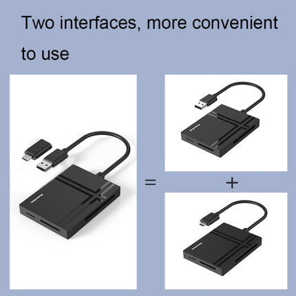 Blueendless C5U3 Type-C/USB-C 5-In-1 CF/XD/TF/SD/MS Card Reader(5 In 2)-garmade.com