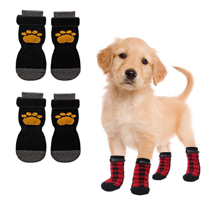 4pcs Dog Knitted Breathable Footwear Outdoor Non-slip Pet Socks, Size: M(Yellow)-garmade.com