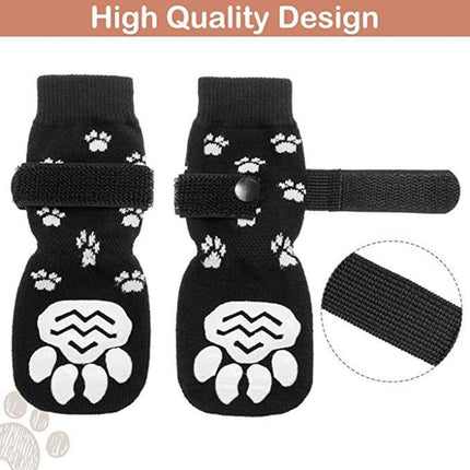 4pcs Dog Knitted Breathable Footwear Outdoor Non-slip Pet Socks, Size: M(Black)-garmade.com