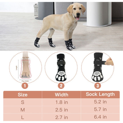 4pcs Dog Knitted Breathable Footwear Outdoor Non-slip Pet Socks, Size: M(Black)-garmade.com