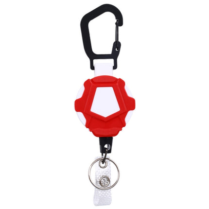Telescopic High Resilience Steel Wire Rope Metal Anti-theft Buckle(Key Ring Red White)-garmade.com