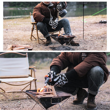 ISE MOUNT Outdoor Camping Heat Insulation Anti-scald Gloves BBQ Thicken Non-slip Gloves(1pair)-garmade.com