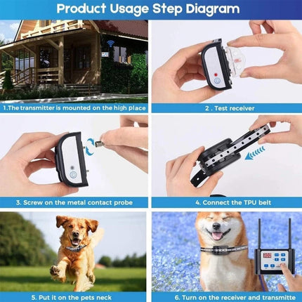 Outdoor Wireless Electronic Pet Fence Night Reflective Collar, Specification: One for One(EU Plug)-garmade.com