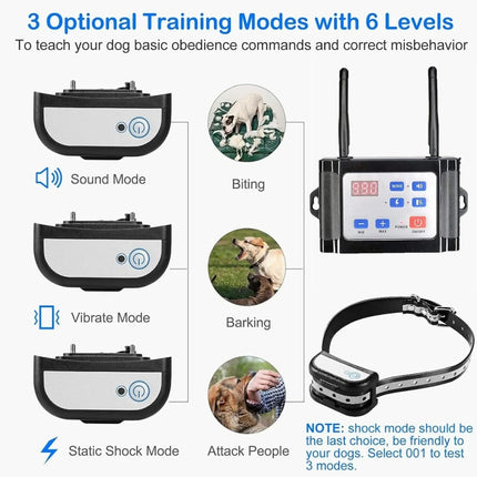 Outdoor Wireless Electronic Pet Fence Night Reflective Collar, Specification: One for Three(EU Plug)-garmade.com