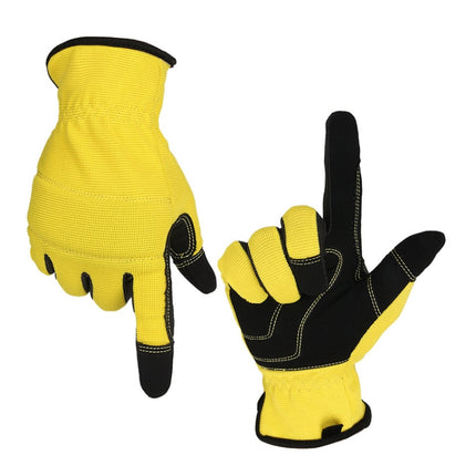 A9015 Gardening Work Touch Screen Stretch Breathable Labor Machinery Protection Gloves(XL Yellow)-garmade.com