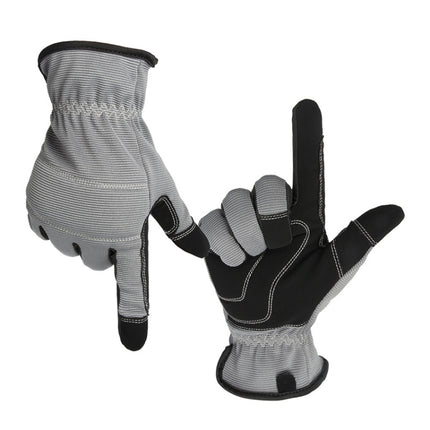 A9015 Gardening Work Touch Screen Stretch Breathable Labor Machinery Protection Gloves(XL Gray)-garmade.com