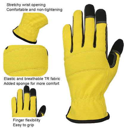 A9015 Gardening Work Touch Screen Stretch Breathable Labor Machinery Protection Gloves(L Yellow)-garmade.com